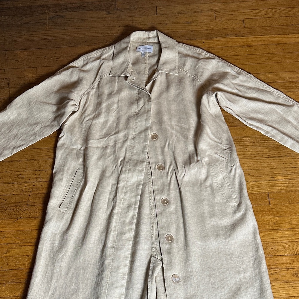 Michael Stars Beige Linen Trench Coat- size S - Picture 3 of 5